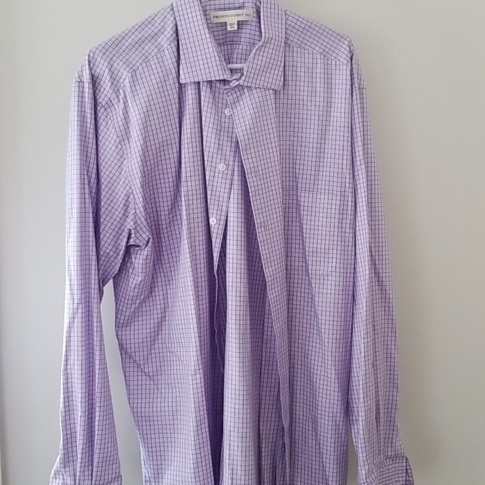 Pronto Uomo purple checkered dress shirt 2xlt
